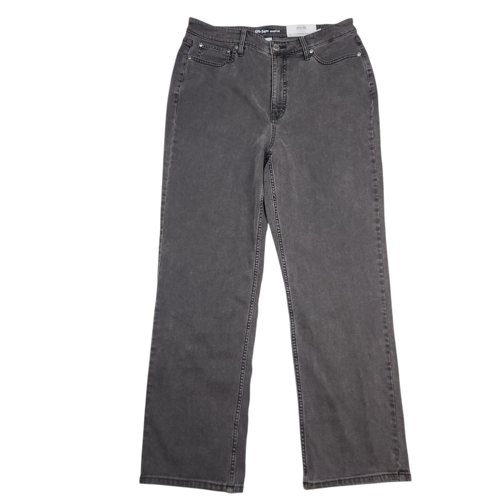 NEW ON 34TH Sz 16 / 33 Gray Washed Black High Rise Straight Leg Jeans
